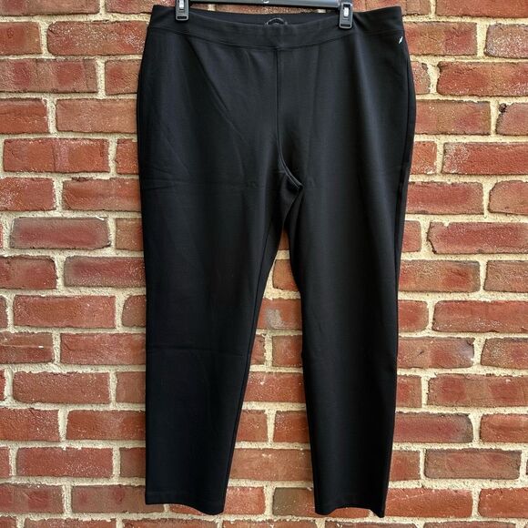 Eileen Fisher $198 ponte Stretch Tencel Black Ankle Pants 1X NEW - Picture 2 of 8